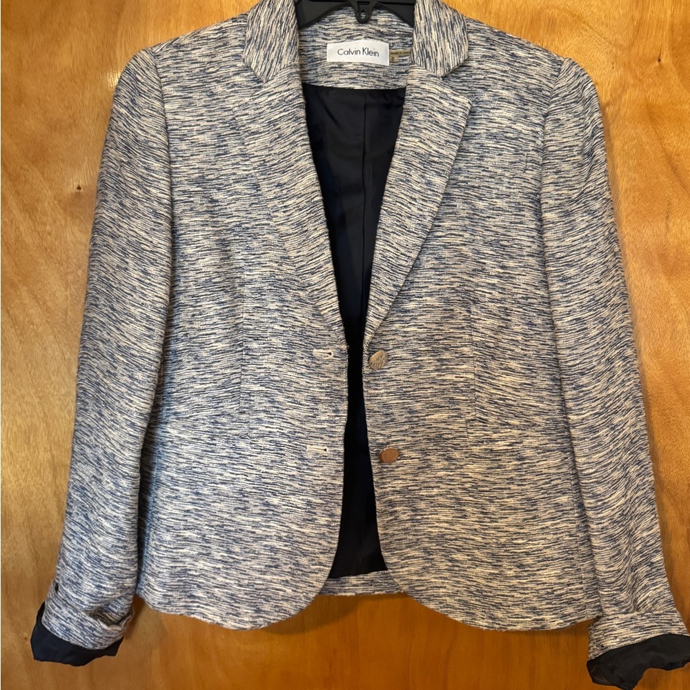 Calvin Klein Light Blue Tweed Suit | Blazer ONLY | Size 8 | Workwear